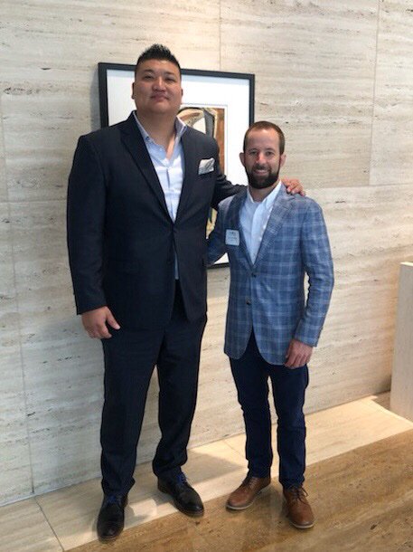 J0hnDavids0n's tweet photo. Always great to get together with my very tall friend @davidchenelpaso ๐ค๐
This morning we joined @SMUCox esports investment breakfast with an insightful keynote from Ken Hersh. #SWVF #Dallas #Esports https://t.co/ZxtHg0uM5v
