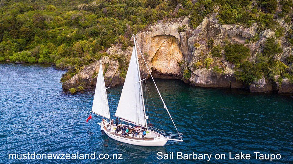 Imagine sailing on Lake Taupo aboard a classic sailing yacht to Taupo's famous Maori Carvings aboard the "Barbary"
#nzmustdo #purenewzealand 
mustdonewzealand.co.nz