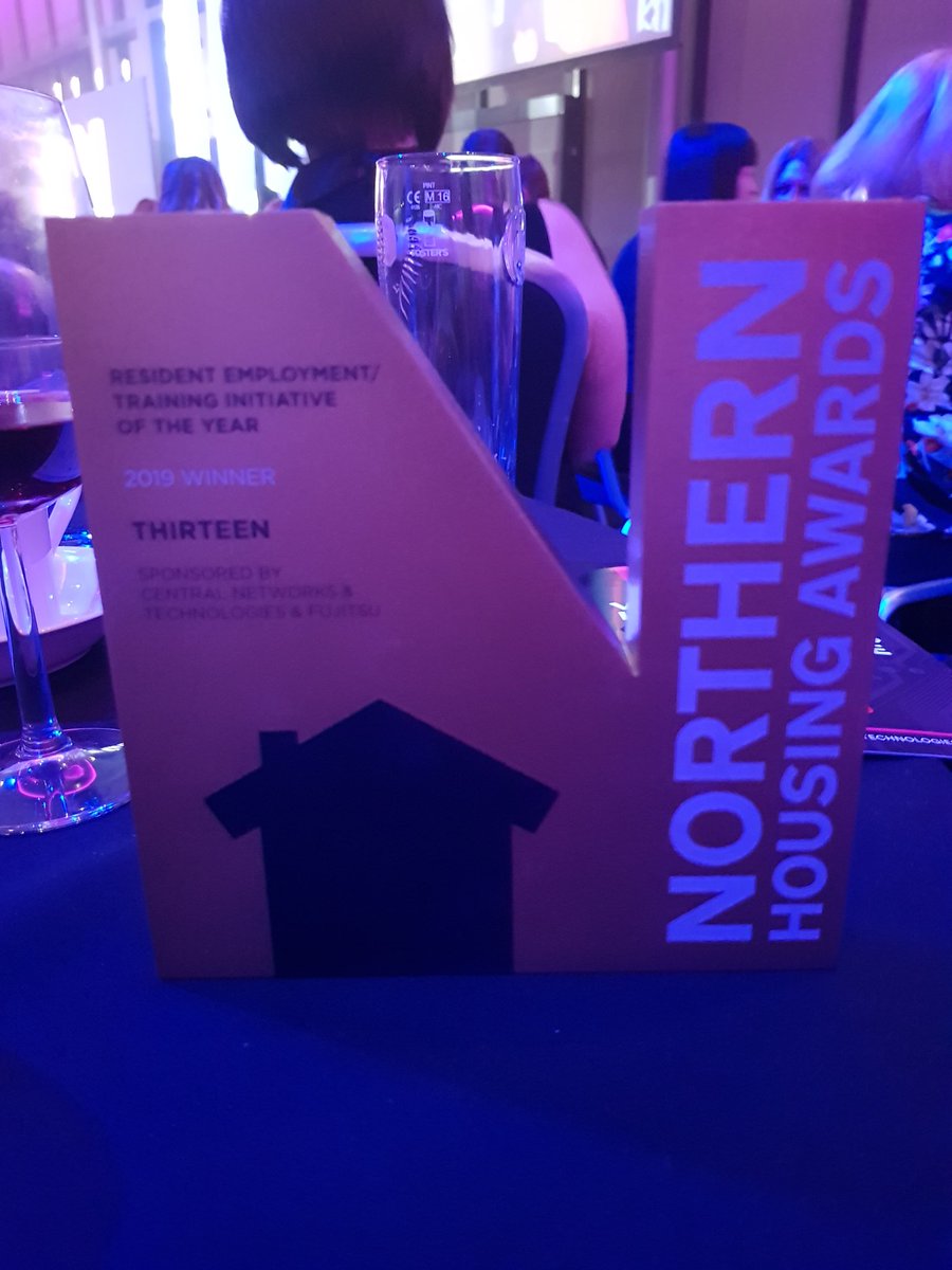 #TeamThirteen <a href="/Thirteen_Group/">Thirteen Group</a> won resident employment/training initiative of the year at #NorthernHousingAwards so pleased for the team