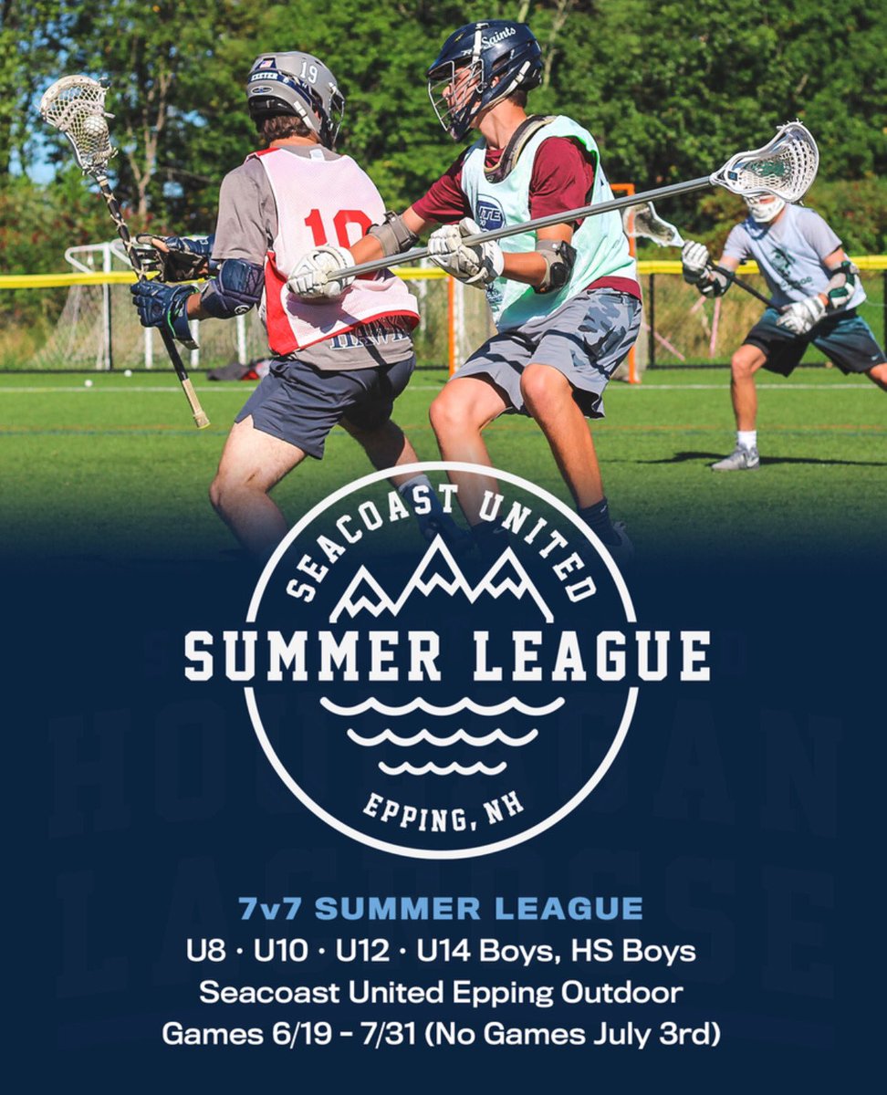 Keep the team together after the season ends at Seacoast United Lacrosse’s summer 7v7 League! Open to U8-HS Boys &amp; being held on Wednesdays in Epping,NH with games starting between 5-8pm 👊🥍

🔗Visit houlaganlacrosse.com for more info! #WeAreSUSC #BePartOfIt #SummerLeague