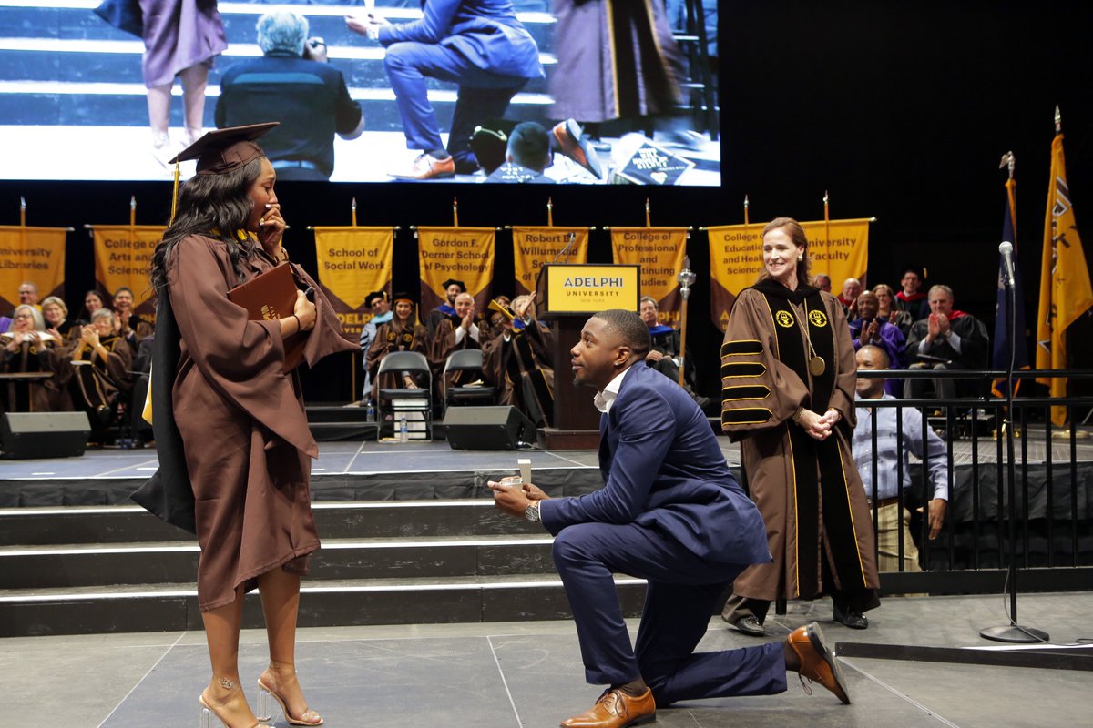 AdelphiU's tweet image. Congratulations once again to Krystal Richards MS ‘19 on your engagement! #ThrowbackThursday #AdelphiGrad2019 bit.ly/2whmgfr