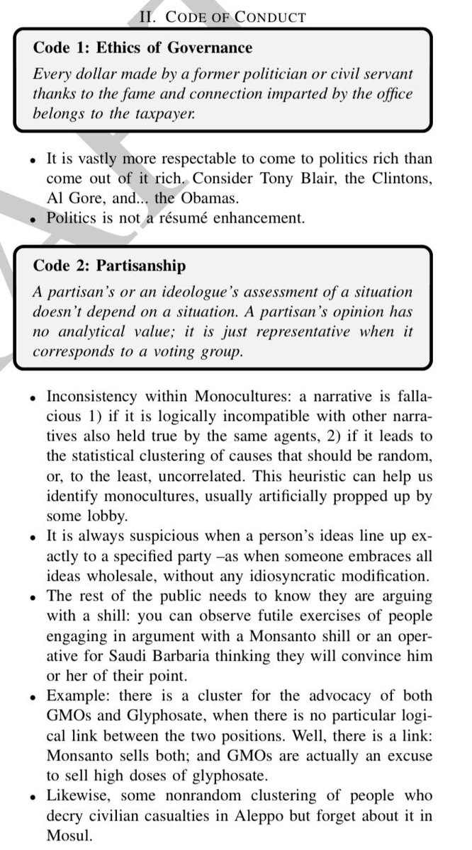 nntaleb's tweet photo. 3- I do not hide that I am writing a political code. My own.
No explanations, no arguments. No attempts at convincing. Take it or leave it. https://t.co/4JJEw9myCX