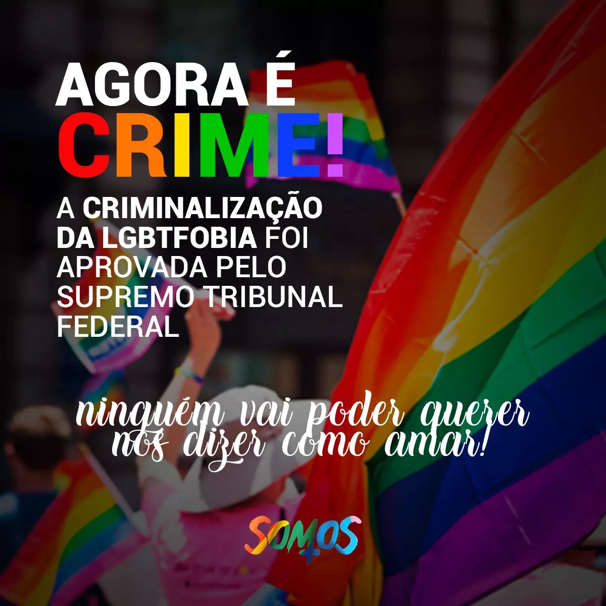 VITÓRIA!

Com seis votos a favor, STF vota pela criminalização da LGBTfobia.

Crimes com motivação LGBTfobicas serão tipificados na mesma Lei que pune o racismo. 

Um dia de grande vitória para a comunidade LGBT+ brasileira! 🌈❤🧡💛💚💙💜