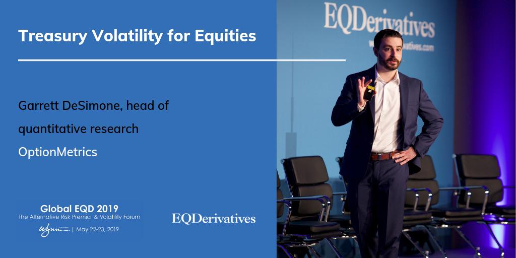 OptionMetrics's tweet image. Don&apos;t miss OptionMetrics&apos; Garrett DeSimone, Ph.D. LIVE at 3:15PM PST at #GlobalEQD19 discussing the role of Treasury volatility and equity performance. #volatility #optionmetrics
lnkd.in/dzm8bNb