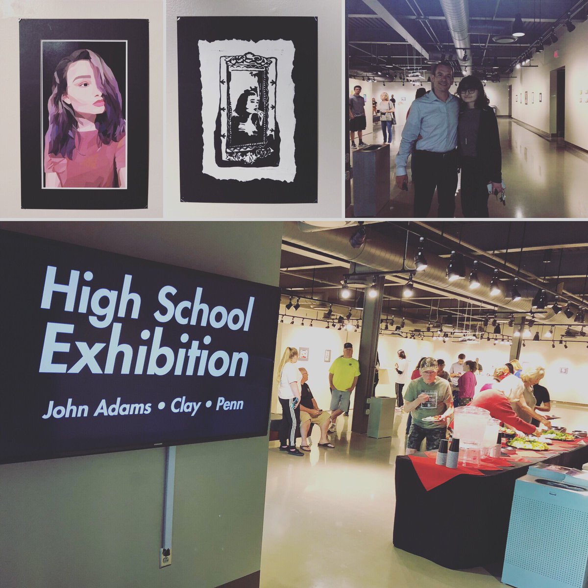 SamSpeakerGuy's tweet photo. N has art on display in the IUSB gallery for the next month. Never so busy that I would miss events like these... #ProudPapi @iusouthbend #GoAdams @Adams_Eagles https://t.co/aaPEdMsUjq
