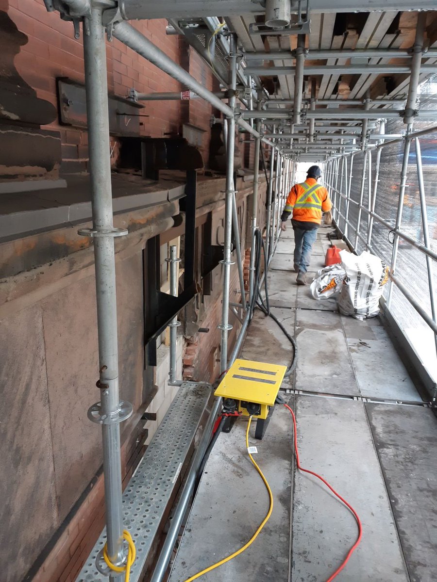 dgtroop's tweet photo. #tbt #Heritage restoration of original stonework @masseyhall bringing the façade back to it's pre-1911 appearance seen in the #blackandwhite photo.  Fire escapes later to this 1894 🇨🇦 #nationalhistoricsite significantly altered the original appearance.  #livemusic 🎼 https://t.co/aEU7tuiXus