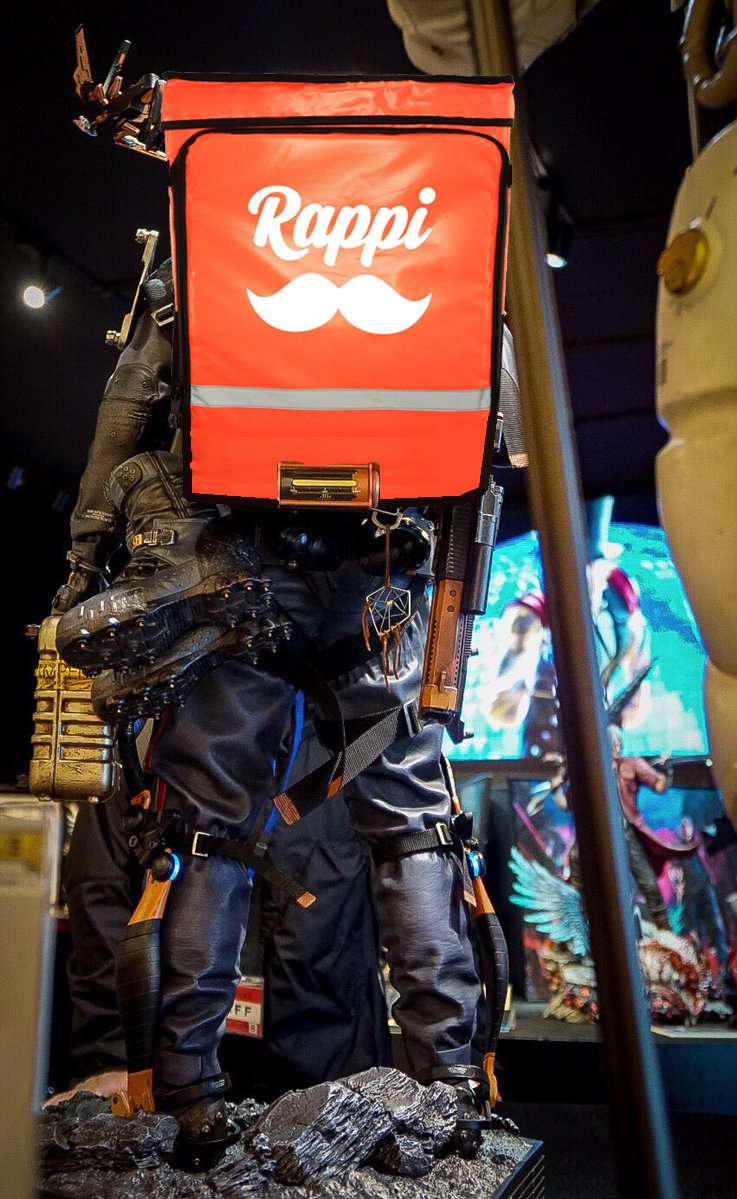 Sustantinzio's tweet photo. @HIDEO_KOJIMA_EN There are a lot of Death Stranding Cosplays in Buenos Aires, it´s crazy, we´ve been cosplaying since the E3 trailer #RappiStranding #DeliverySIM #ChePibeTraemeUnaDeMuzza #YPagameMetrogas #ArepaPower https://t.co/1P6c8DOj0p
