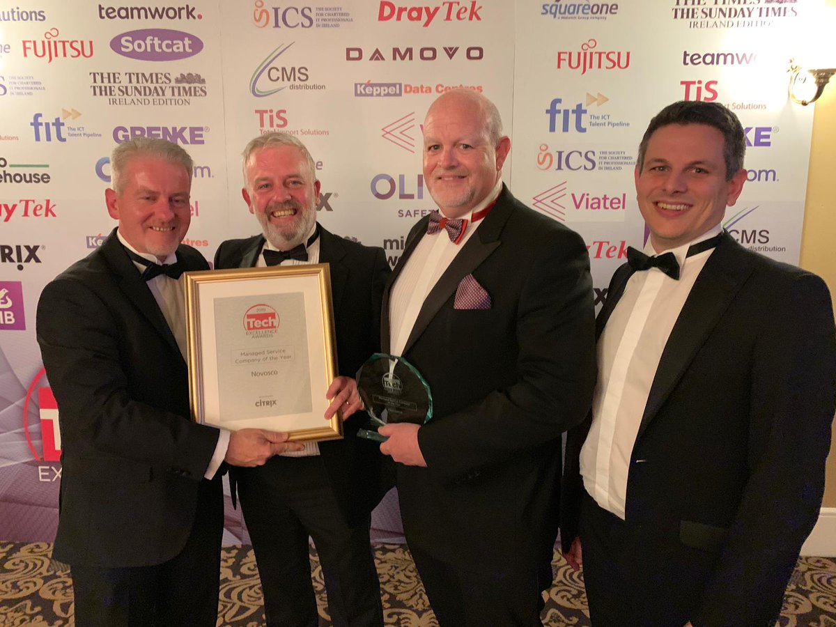dbette83's tweet photo. #Novosco won Managed Service Company of the Year at #techex19! @novosco @cloudforireland @DublinVirginian https://t.co/J9ytynnGZk