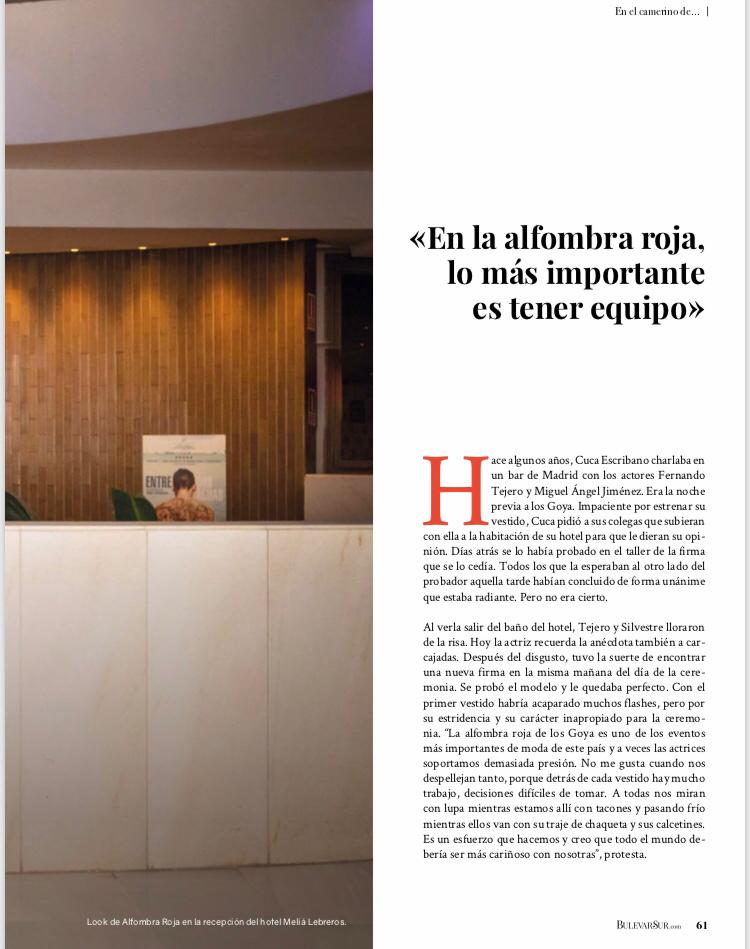 BOBO_Esp's tweet photo. Les compartimos esta divertida entrevista que la revista @BulevarSur realizó a #CucaEscribano durante los premios #GOYA de la @Academiadecine 👏🏻✨ #SomosBOBO #BOBOInternacional https://t.co/X0QwqFX4kU