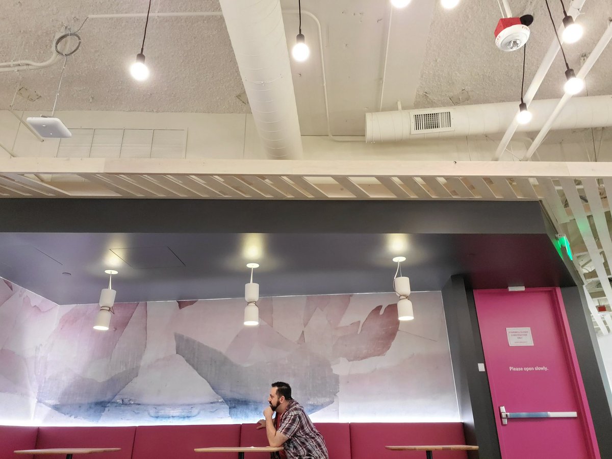 I thought OUR Digital Product building was cutting-edge, then I got a preview of #NewHQ
Pool table, voice-activated conference calls, tons of huddle and conversation space, direct-floor elevators, even moss ceiling tiles
 #TeamMagenta