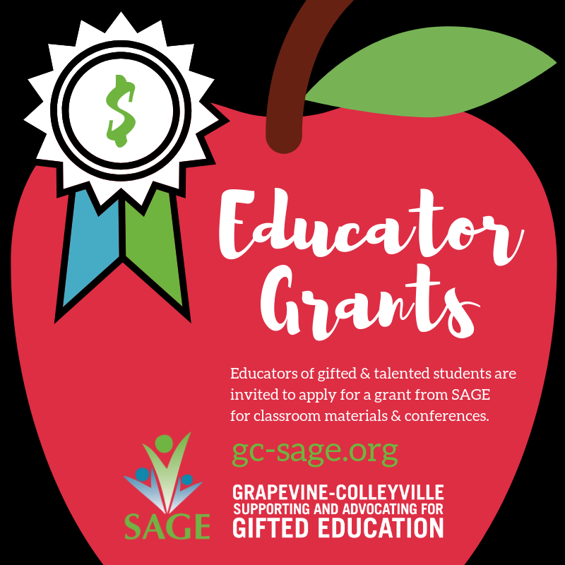 Are you a current classroom teacher or administrator in <a href="/GCISD/">Grapevine-Colleyville ISD</a> who teaches gifted students or supports classroom teachers with gifted students? The deadline is July 1 to apply for a fall grant — apply here:
forms.gle/M7RZAb8dGfgK5X… 💚 #SAGElovesGCISD
