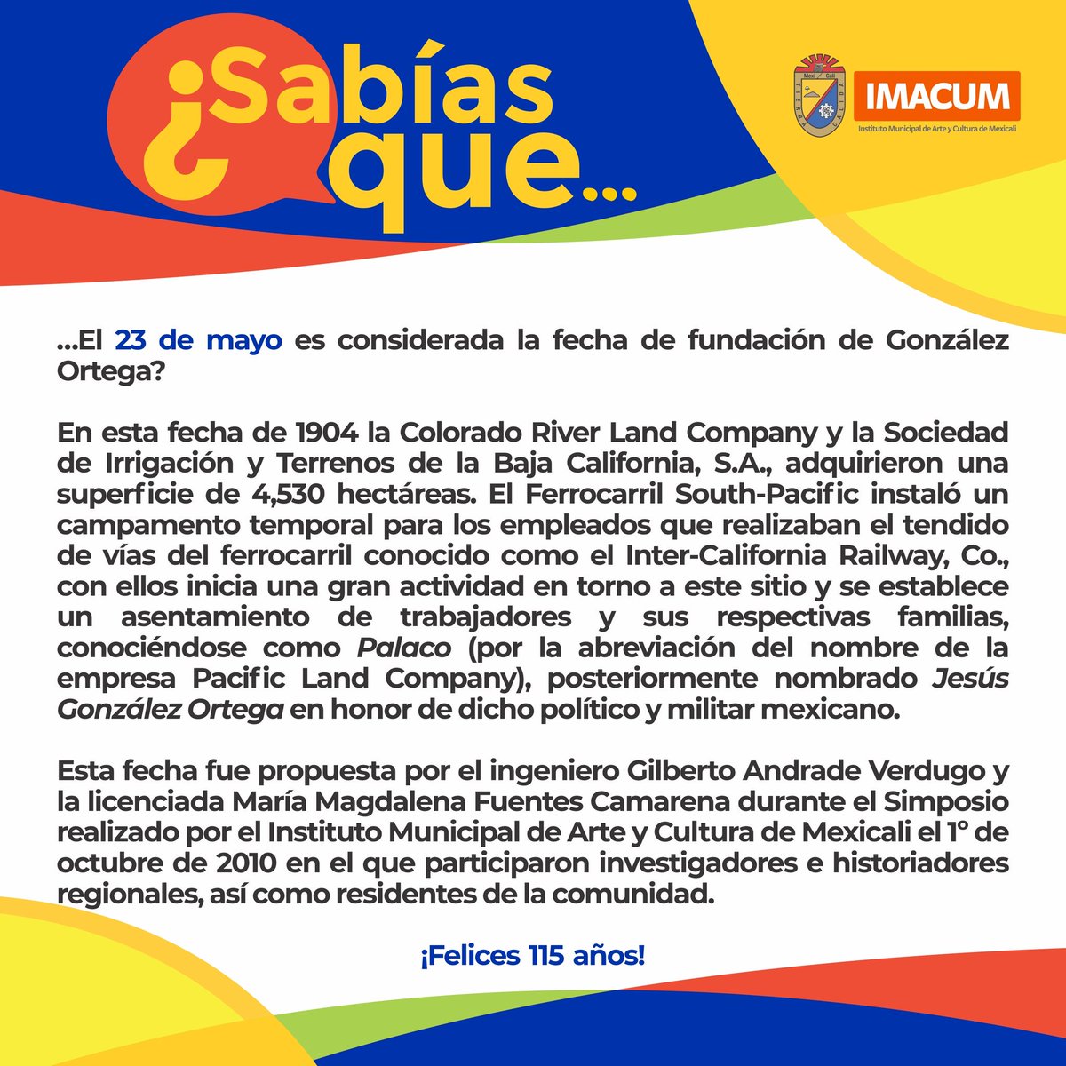 MexicaliCultura's tweet photo. ¿Sabías que hoy cumple 115 años González Ortega? #Palaco ¡Felicidades! https://t.co/SFI8VELiTd