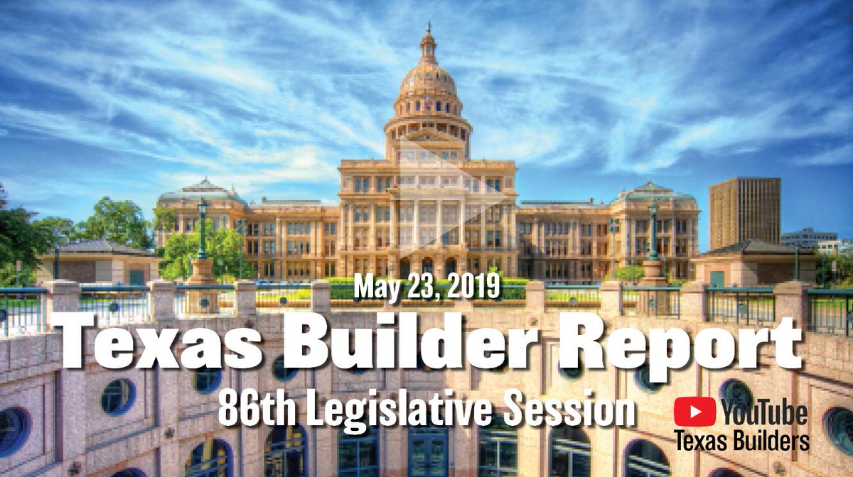Texas_Builders's tweet photo. VIDEO: May 23 Texas Builder Report. In this video, TAB's Executive Director Scott Norman gives the membership good news about priority bills that have passed and a look at the final days of the 86th Legislative Session. https://t.co/GpVfkhoeT4 https://t.co/ZEKofNoCrp