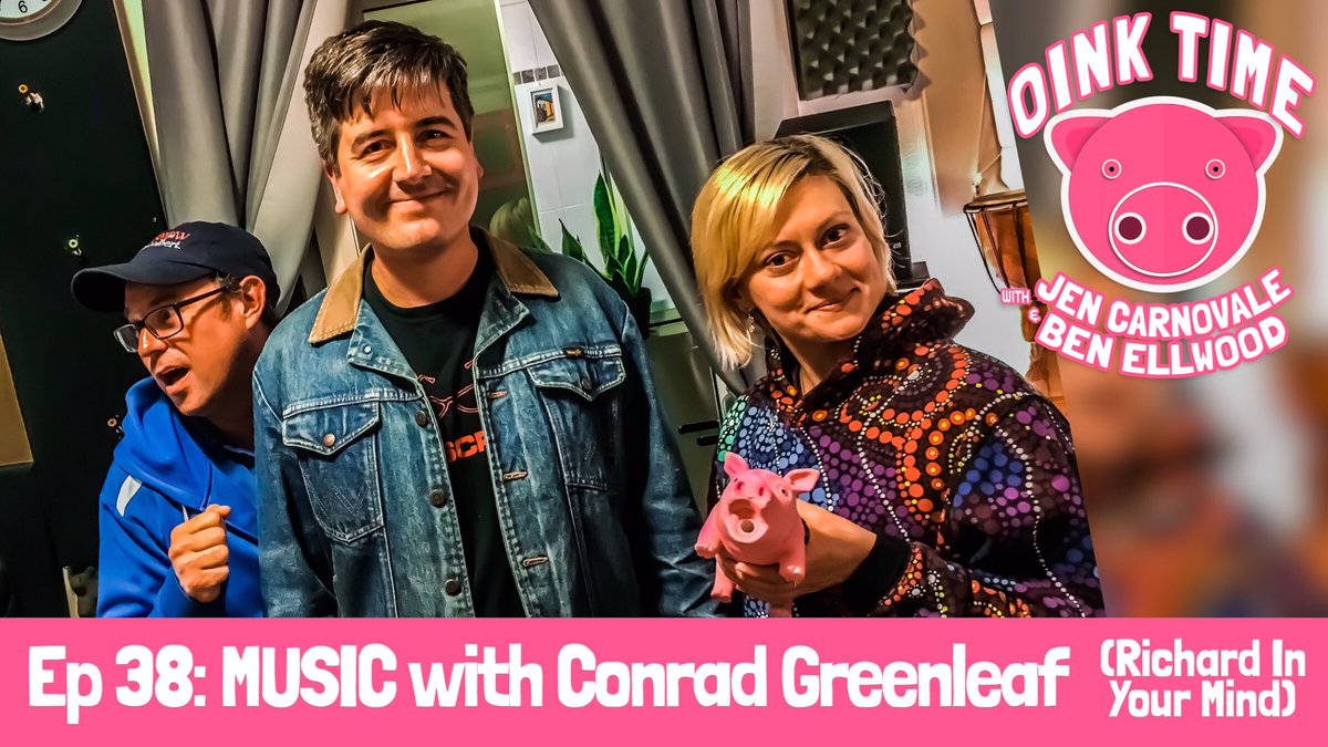 Oinktimepod's tweet photo. New ep with @conradgreenleaf from @richardinyrmind now available! @BenEllwood11 , @Jen_Carnovale and Conrad chat about everything; meeting your heroes, community and band longetivity. Listen at https://t.co/6552xkd79o https://t.co/fit884w9db