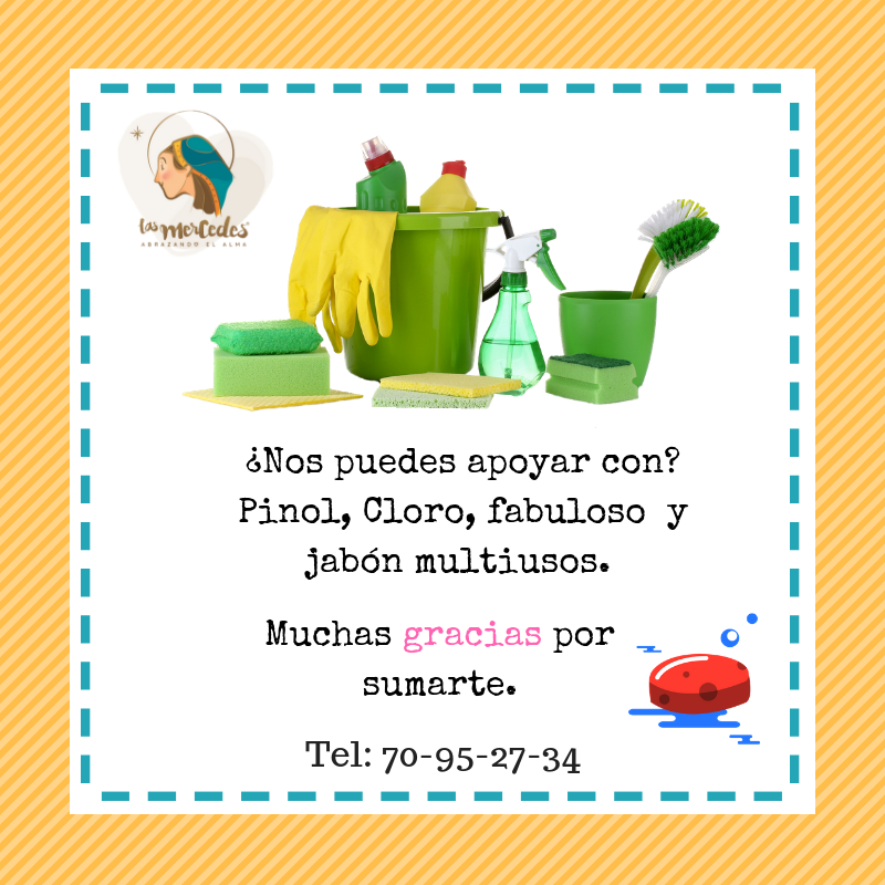 CasaMercedesIAP's tweet photo. Amigos de Twitter, requerimos de todo su apoyo con artículos de limpieza. 
Muchas gracias por sumarse :)

#CasadelasMercedesIAP
#AbrazandoelAlma
#Sumate https://t.co/jvZHBA5x1F
