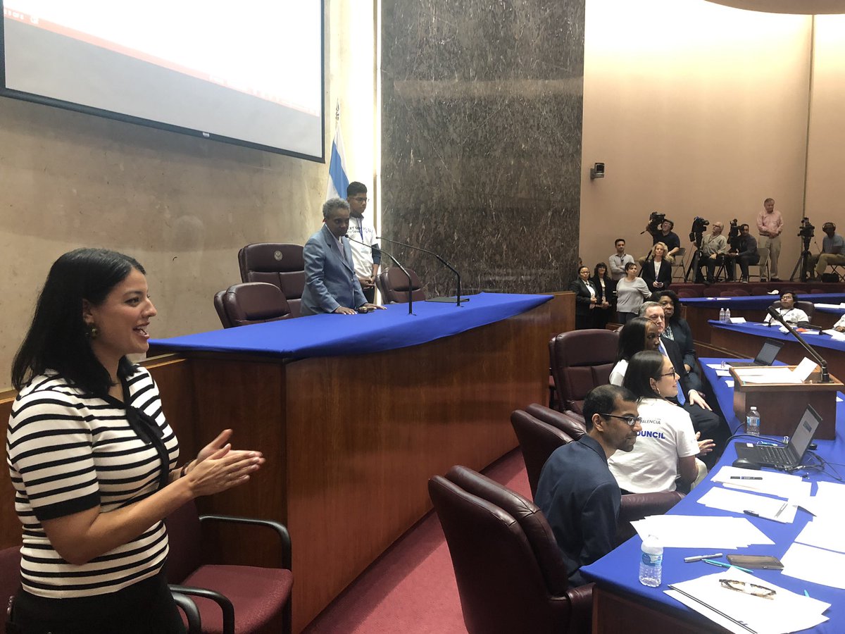 lamarcbrown's tweet photo. We did a thing today! @chicityclerk @AnnaValenciaIL hosted students from 10 @ChiPubSchools for #NextGenCityCouncil! What an experience! The future is in good hands with these kids! #WeRunCouncil https://t.co/q6EJgXyff6