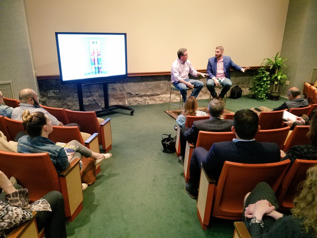 Provchamber's tweet photo. Thank you to @JeremyDuffy and Josh Karten for a great conversation this afternoon about the craft beer industry in #RI. Our members enjoyed the discussion and the craft brew samples after, courtesy of @IsleBrewers and @proclamationale. #WhyRI #Craftbeer #BoldVoices https://t.co/cvc8bpatUr