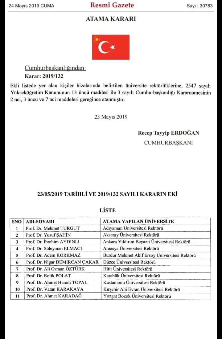 _arifsaylam's tweet photo. Cumhurbaşkanımız @RTErdogan ’ın takdiri ile Kırşehir Ahi Evran  Üniversitesi Rektörlüğüne tekrardan atanan Prof. Dr. Vatan Karakaya hocamıza başarılar diliyorum. https://t.co/0pqWcqtByB