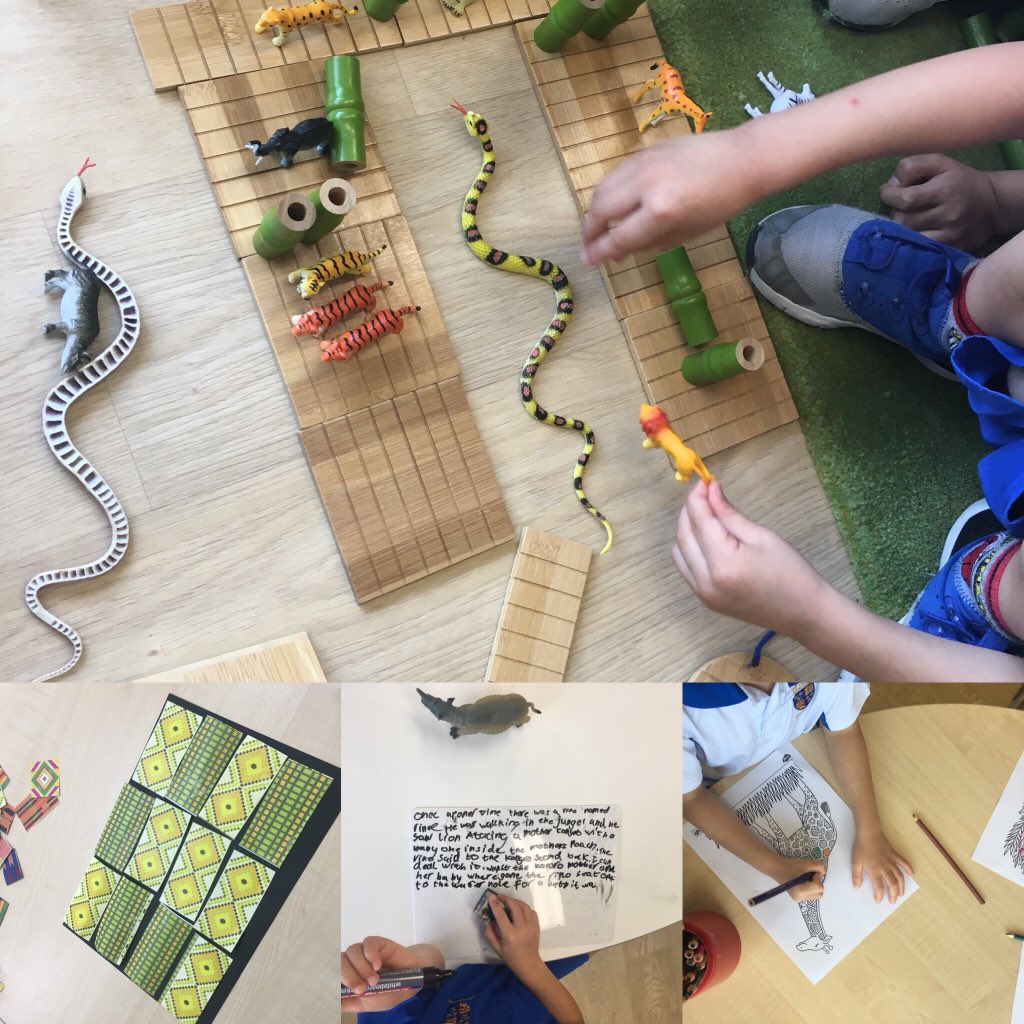 LJSpencer13's tweet photo. What better way to spend a rainy afternoon #year1 #africananimals #storywriting #smallworld #africanpatterns #mindfulnesscolouring @ShrewsburyHKG https://t.co/rkNGNI481b