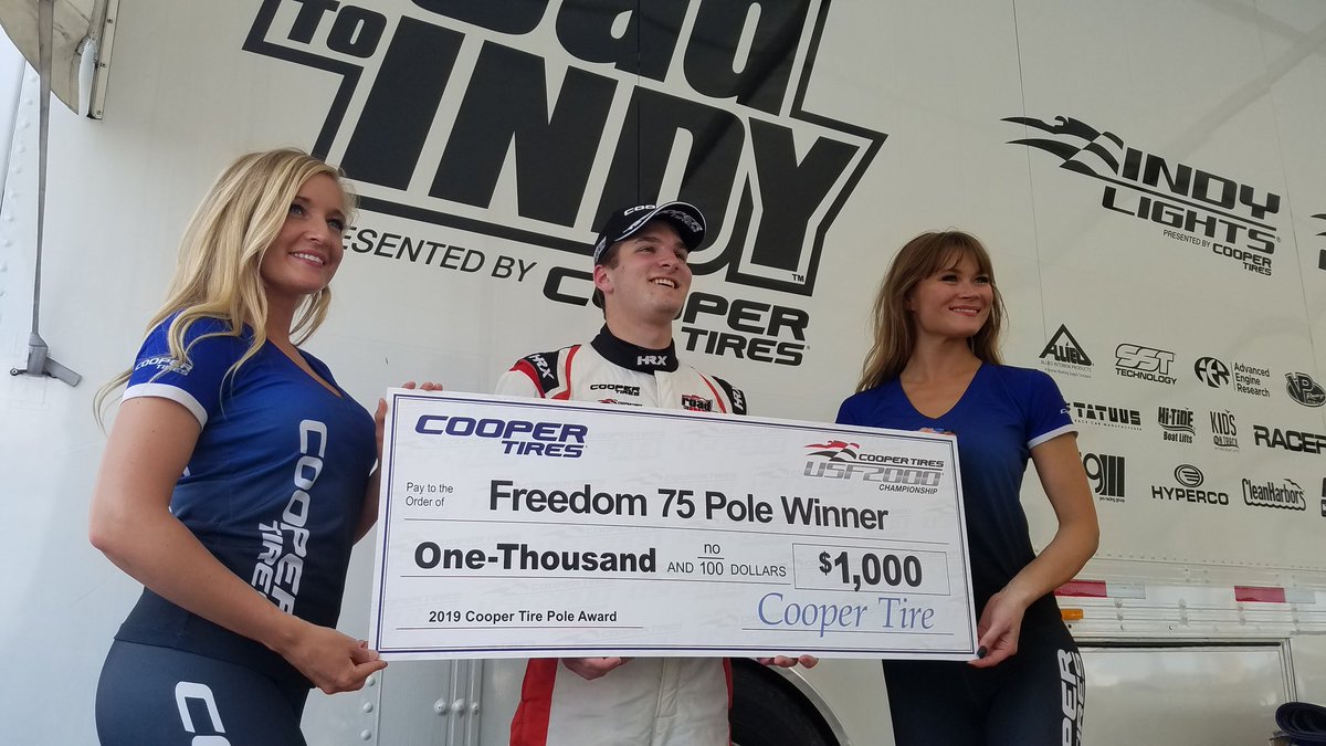 USF2000's tweet photo. First series pole for @CKAMINSKY_27, on the oval @LucasOilRaceway!

#Freedom75 l #RoadToIndy l #TeamCooperTire l #ThisIsMay https://t.co/gV6XTU98OG