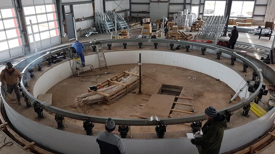 It's spring in Canada, ideal conditions for the team installing the 40 bail Centrus Composite Rotary at Afton Hills, Nova Scotia. #waikatomilkingsystems #aftonhills