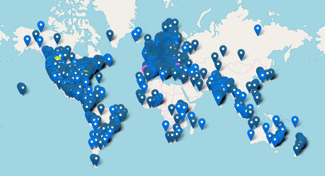 MikeHudema's tweet photo. This is the current map of tomorrow’s #schoolstrikes4climate. 1623 places in 119 countries, and counting!

This will be one of the most global day's of action this planet has ever seen. It's time to #ActOnClimate

#climate #energy #FridaysForFuture #ClimateStrike #euelections2019 https://t.co/nlJD825b8t