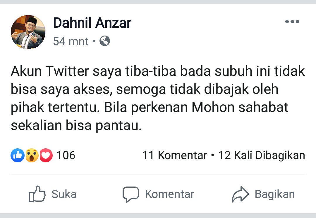 Akun @Twitter Bang <a href="/Dahnilanzar/">Dahnil A Simanjuntak</a> "Diambil paksa" oleh pihak tertentu. Mohon netizen dan followers Bang Dahnil turut membantu. @siputrabatubara @fujirohman_ <a href="/machsuni_/">A H M</a>
