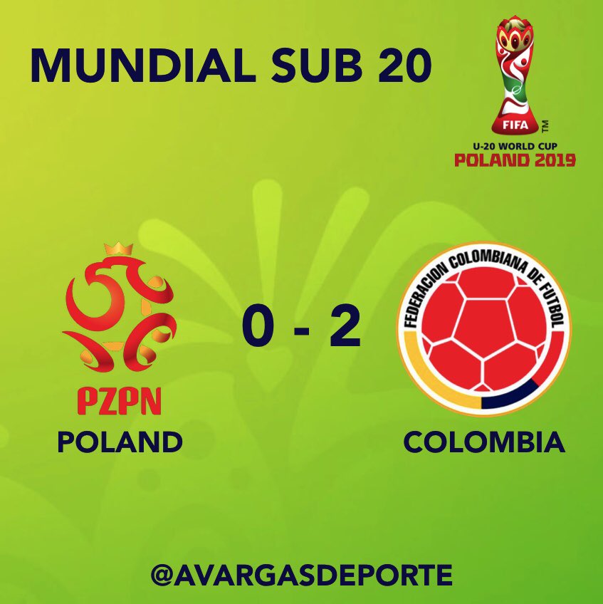 andyalhabla's tweet photo. Los primeros dos grupos ya debutaron. Colombia ganó en su estreno y jugó bien. #futbol #football #calcio #fussball #soccer #deporte #sport #poland2019 #u20wc #cuchohernandez #seleccioncolombia #senegal #tahiti #poland #ecuador #japan #italia #mexico #arturoreyes #ivanangulo #lodz https://t.co/QEusW0MRHf