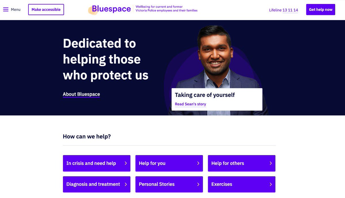 Loved working with <a href="/VersaAgency/">VERSA</a> to deliver the bluespacewellbeing.com.au website for <a href="/VictoriaPolice/">Victoria Police</a> using #agencyagile. #mentalhealth #wellbeing