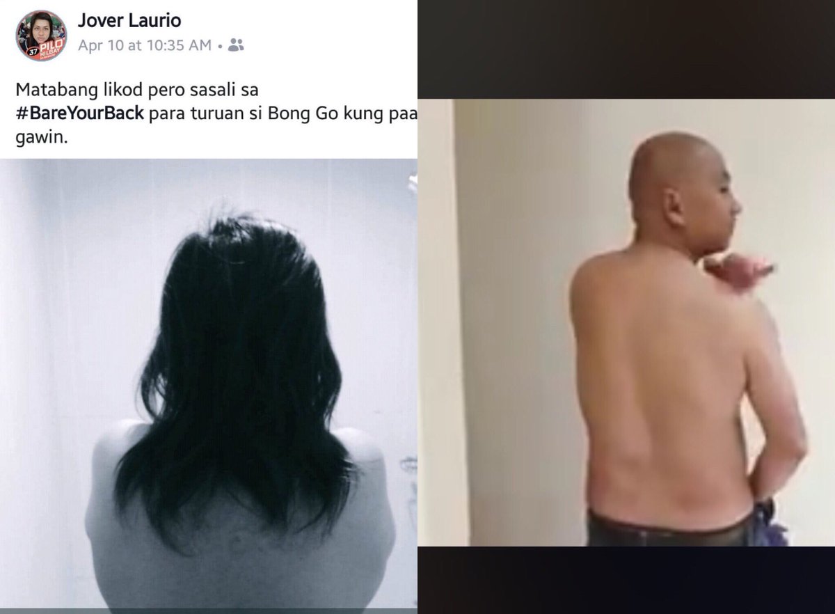 lu68carm's tweet photo. In light of recent revelations, kumustahin naman natin ang #BareYourBack challenge nina Jover Laurio at Pilo Hilba, atbp. https://t.co/uuvBTdYlCl