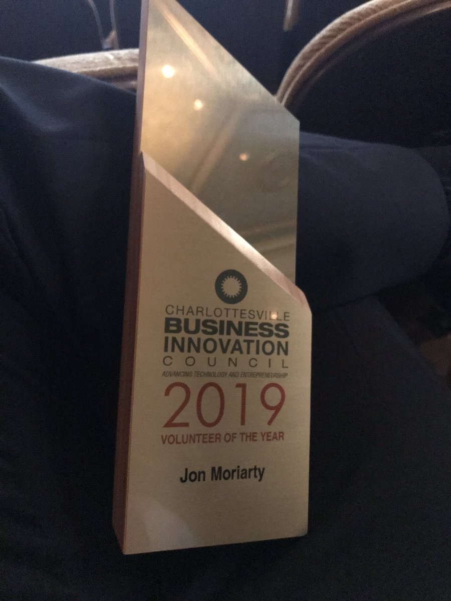 Unbelievable. I’m honored. Thank you <a href="/cbicouncil/">Charlottesville Business Innovation Council</a> you changed my life #CBICgala