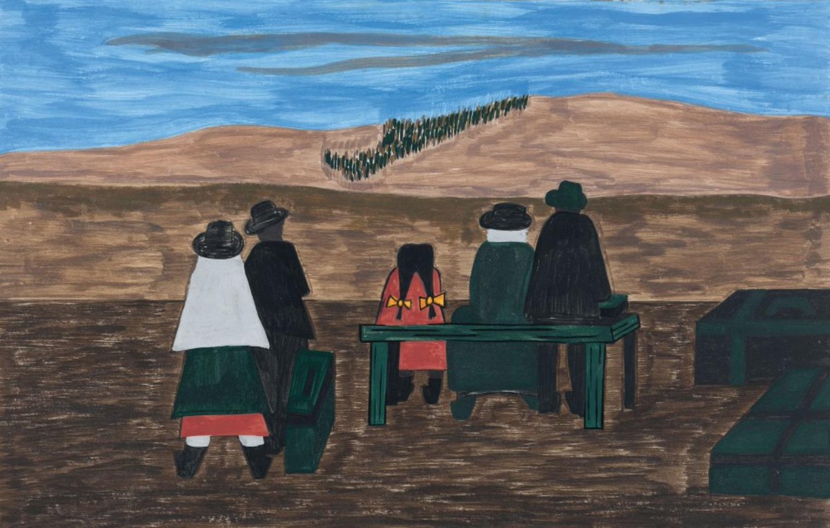 "Families arrived at the station very early. They did not wish to miss their trains north."#21, Great Migration Series, 1941Jacob LawrenceMOMA