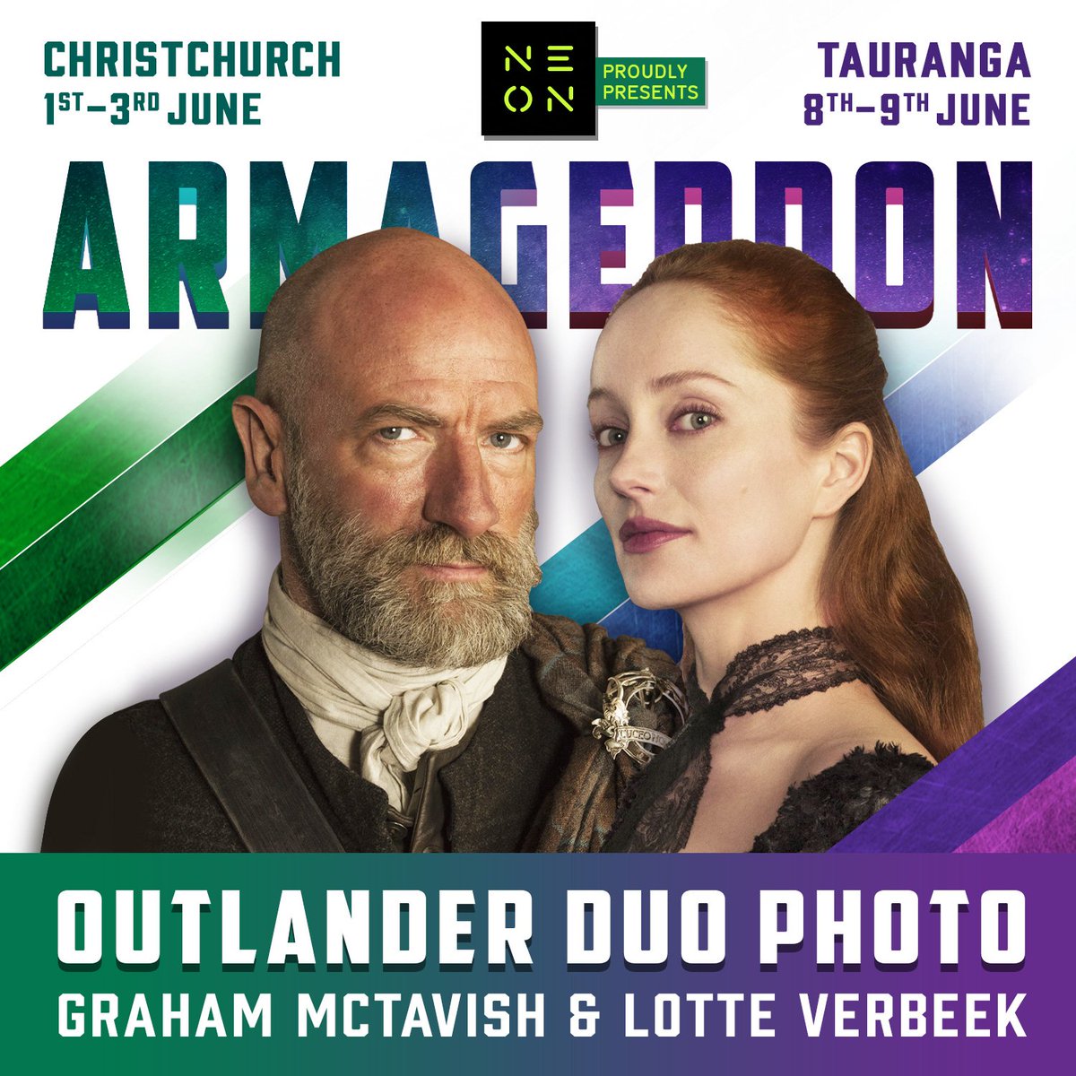 *OUTLANDER DUO PHOTO*
Get a photo with #Outlander stars, <a href="/grahammctavish/">.</a> &amp; <a href="/lotteverbeek1/">lotte verbeek</a>! Tokens are available from the event! 

CHRISTCHURCH:
3:20pm Saturday
2:30pm Sunday
2:20pm Monday

TAURANGA:
2:20pm Saturday
1:15pm Sunday

#GEILLISDUNCAN #DOUGALMACKENZIE #ARMAGEDDONEXPO