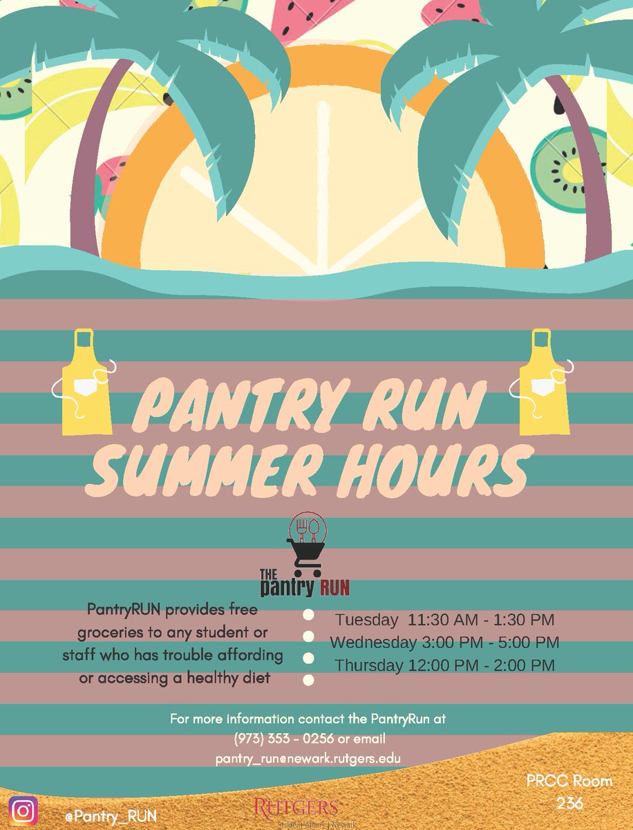 raiderdollars's tweet photo. On campus during the summer? Take advantage of PantryRUN summer hours!

Tuesday 11:30 AM - 1:30 PM
Wednesday 3:00 PM - 5:00 PM
Thursday 12:00 PM - 2:00 PM https://t.co/HIA5c7UNU8