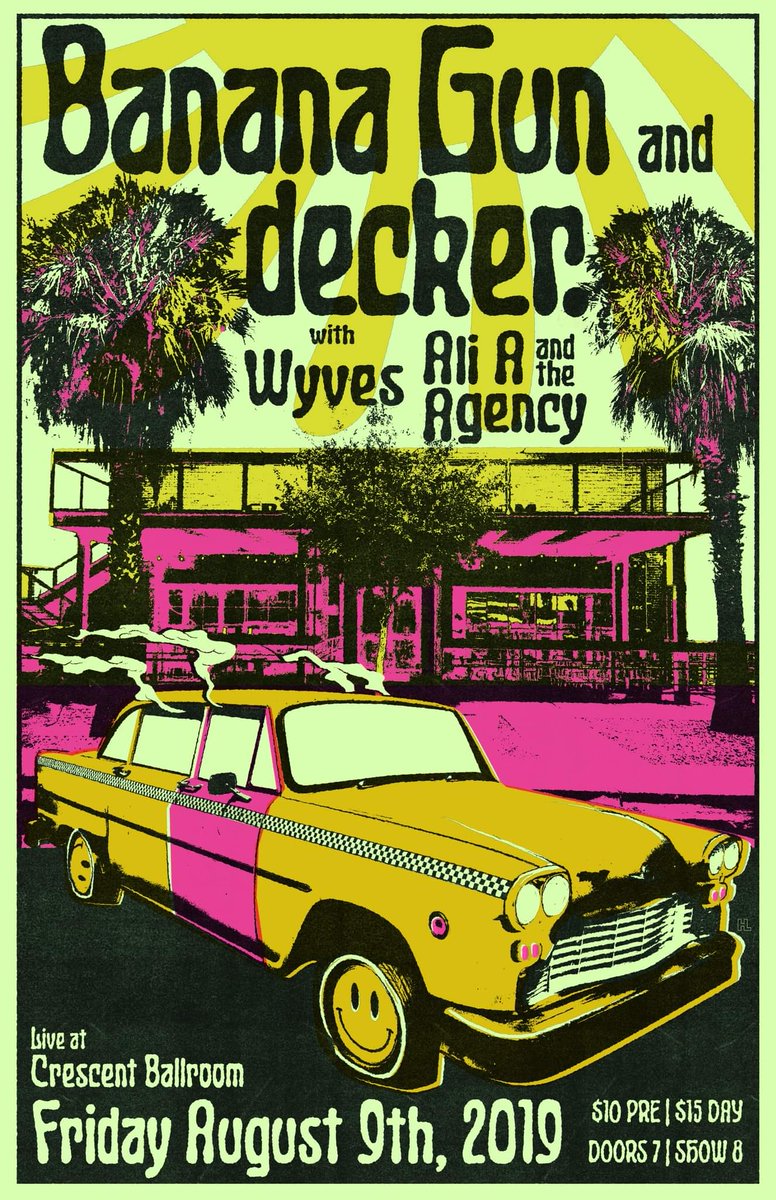 What do we have here!? 8/9 at Crescent Ballroom <a href="/BananaGunBand/">Banana Gun</a> <a href="/deckermusic/">decker.</a> <a href="/aliatheagency/">Ali A and The Agency</a> @CrescentPHX
