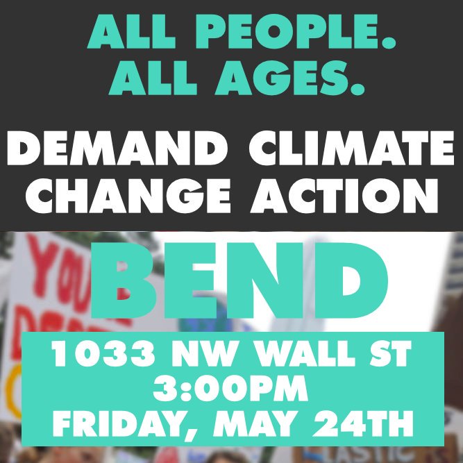 ORClimateStrike's tweet image. For this week's climate strike #inBend, we invite people of all ages to come advocate for action against #climatechange. Come on down to the corner of Newport and Wall at 3pm (May 24th) to demand climate action, NOW!
#YouthStrike4Climate