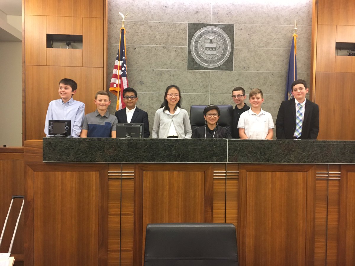 CBColdSpringES's tweet photo. 5th and 6th grade PEN students at Cold Spring did a great job with their mock trial at the Doylestown courthouse tonight. Here’s a picture of all of them on the bench. https://t.co/B9OZbQTEyb
