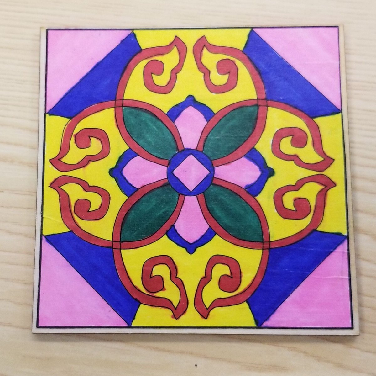 LACountyLibrary's tweet photo. To commemorate #AsianPacificAmericanHeritageMonth, Lennox Library created Dancheong-inspired patterned wooden coasters. Dancheong is a traditional Korean decorative technique utilizing colorful geometric patterns. Find more #APAHM events on our website: https://t.co/sAnqqN3vkw https://t.co/cyHx0bkdMP
