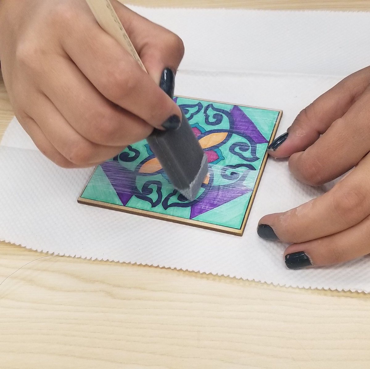 LACountyLibrary's tweet photo. To commemorate #AsianPacificAmericanHeritageMonth, Lennox Library created Dancheong-inspired patterned wooden coasters. Dancheong is a traditional Korean decorative technique utilizing colorful geometric patterns. Find more #APAHM events on our website: https://t.co/sAnqqN3vkw https://t.co/cyHx0bkdMP