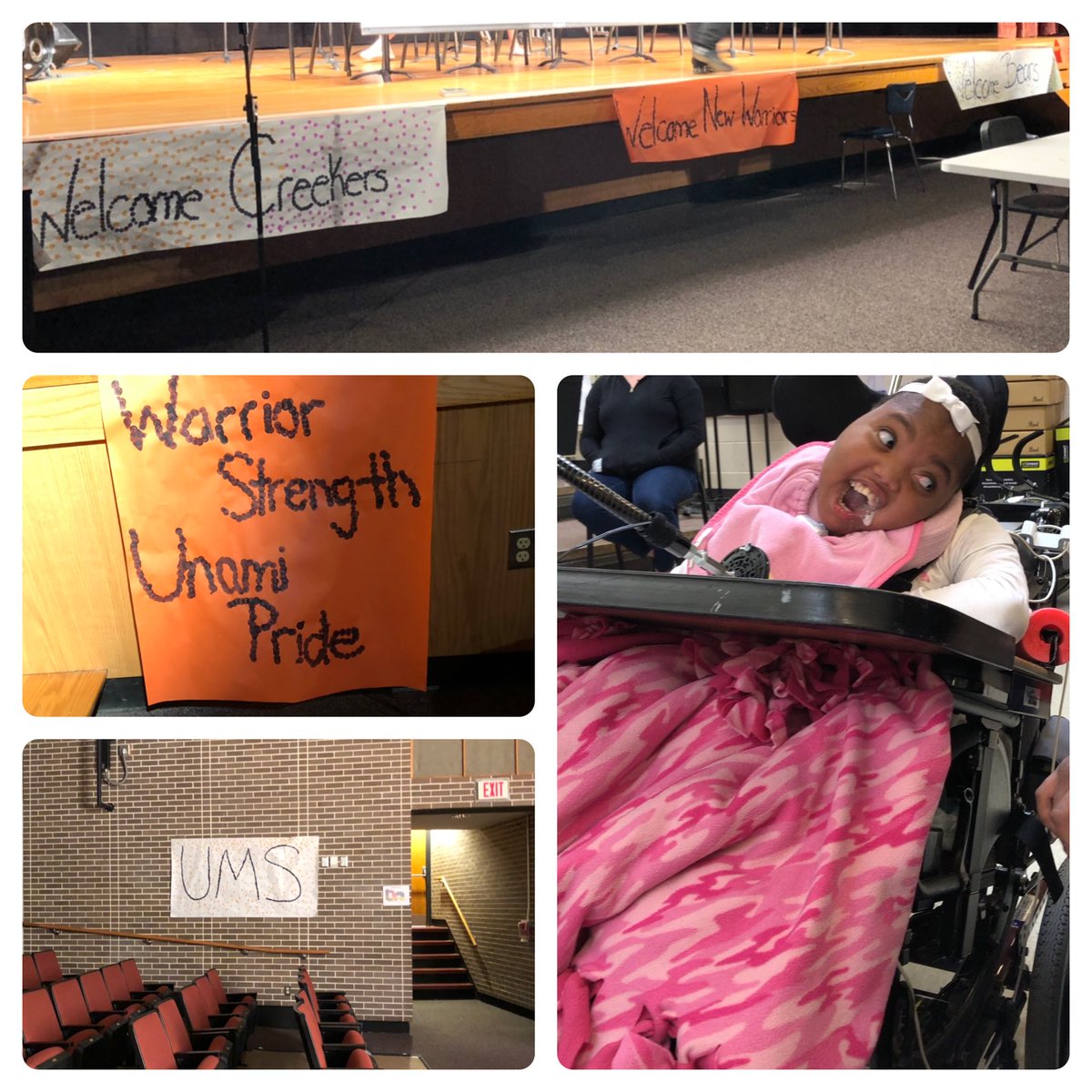 MissBworkerBees's tweet photo. Students had a busy day getting ready for the 6th grade visit! Ss created posters and the performed for the very first time! Ss loved being a part of this important day for the 6th graders! #umsmds #warriorstrength #unamipride https://t.co/sWKM4sB21t