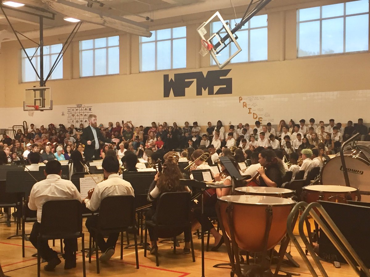 LNESmusic's tweet photo. By far, this was the most fun middle school concert I have ever attended. Congrats, @MrLWFMSBand and @WFMSarts. The amount of pure joy in the gym tonight was palpable. Keep being amazing. https://t.co/6LVppJfSnk