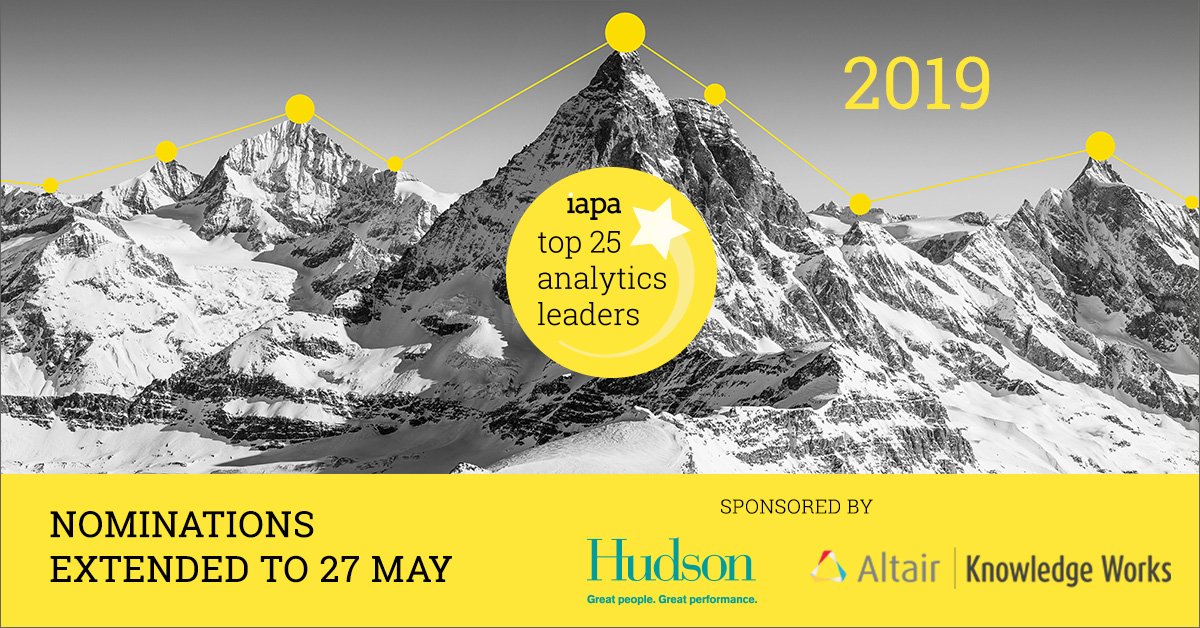 IAPA_org_au's tweet image. Entries and nominations for IAPA Top 25 #AnalyticsLeaders closes NEXT MONDAY! Don&apos;t miss the chance to recognise the brilliant people in your industry who display the qualities of leading #analytics and business leaders. Enter yourself or nominate before Monday 27 May! #Data