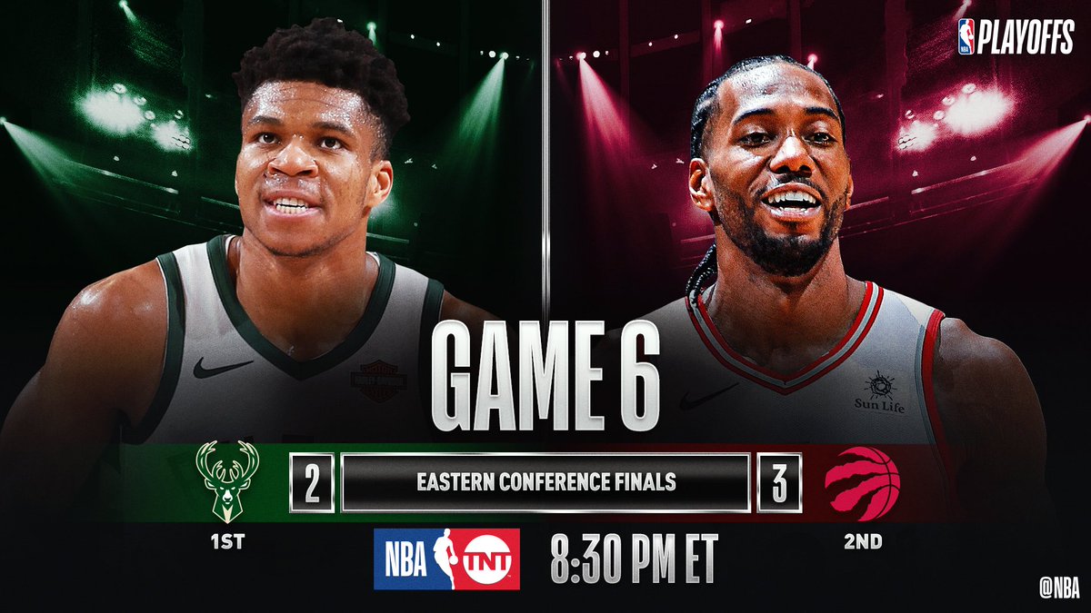 NBA's tweet photo. SATURDAY’S #NBAPlayoffs CLASH!

8:30pm/et: (1) MIL 2-3 (2) TOR, TNT https://t.co/7YB7tOGU42