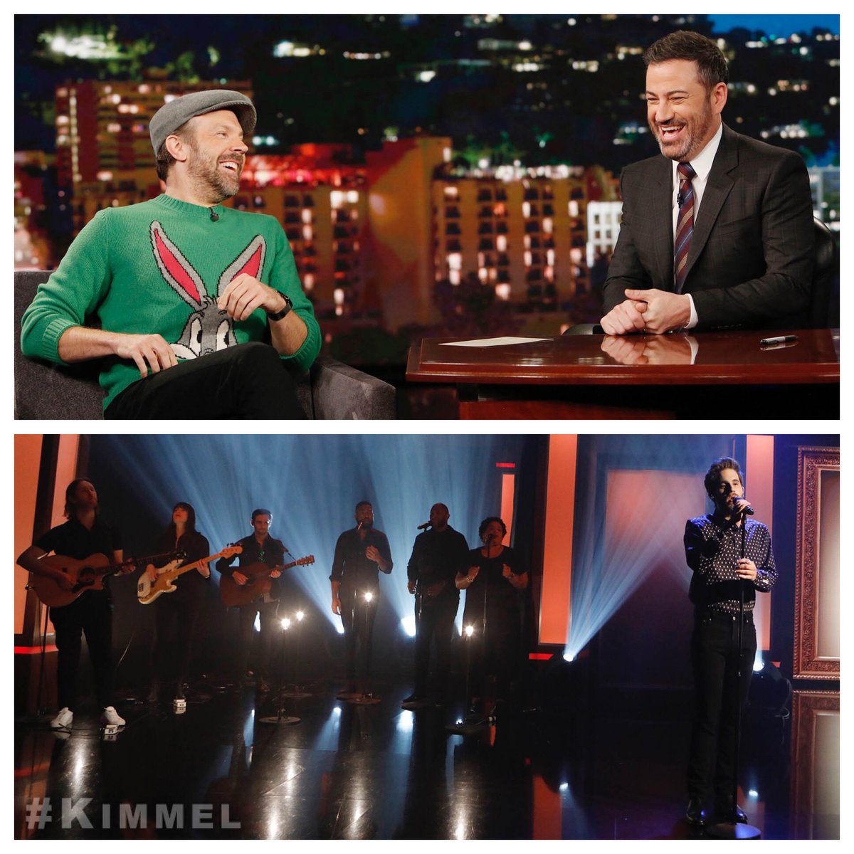 Tonight on Kimmel Jason Sudeikis BooksmartMovie & music from BenSPlatt