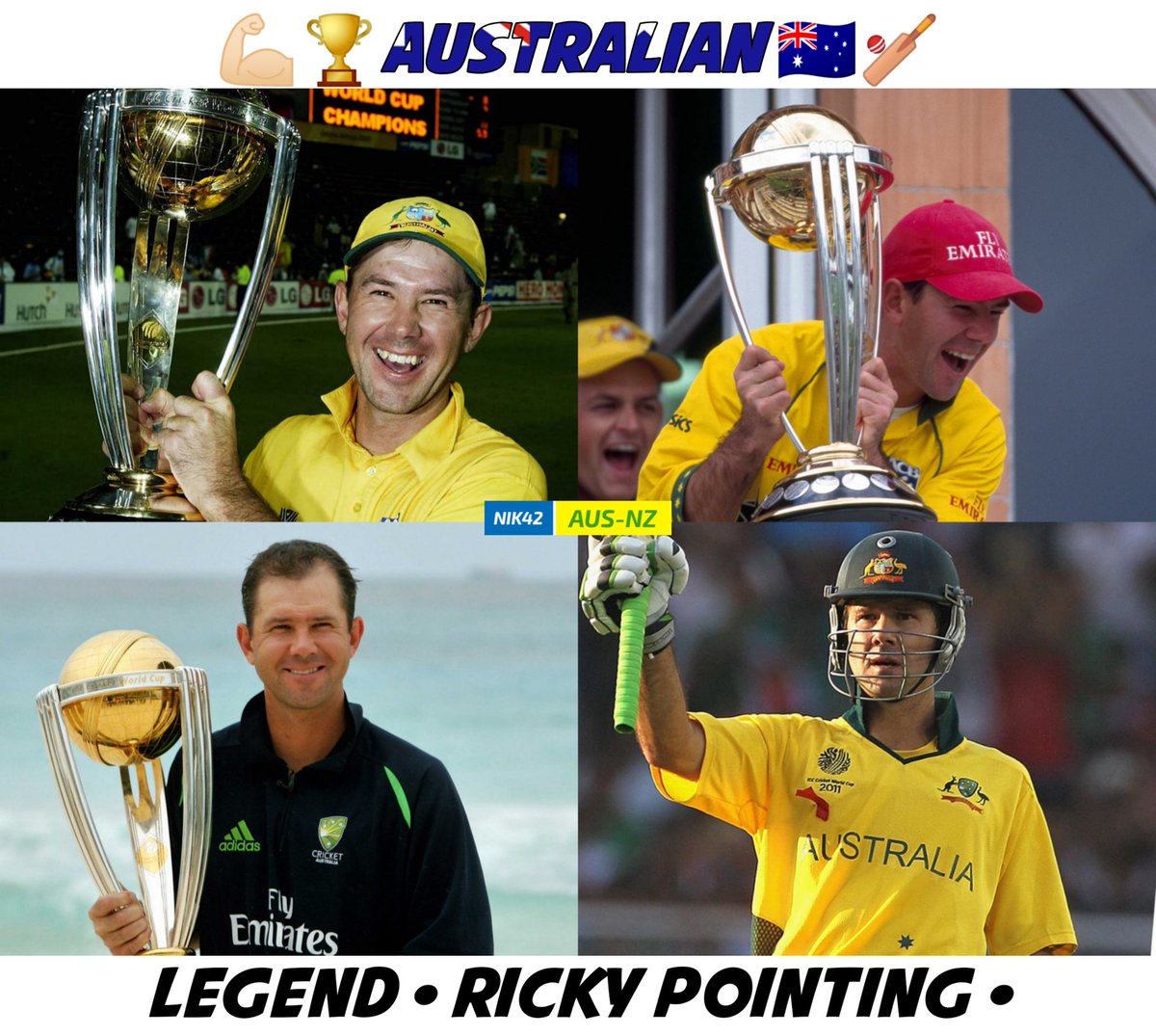 australianik42's tweet photo. 😍💪🏻🇦🇺🏏One the Greatest Legend😍🏆💪🏻🇦🇺🏏 #Champion #champ #WC2019 #CWC2019 #CWC19 #CWC #CWC19Captain #England #CricketWorldCup2019 #CricketWorldCup #cricket19 https://t.co/dvR16hdRVS