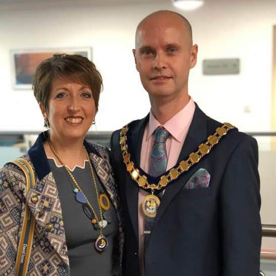 WhitnashCouncil's tweet photo. Cllr @RobMargrave has been appointed as @MayorOfWhitnash for 2019-20.  Robert is supporting @CICRAcharity during his year in office.

Cllr Adrian Barton (@whitnashtown) is Deputy Mayor. https://t.co/LXC8l51OQt