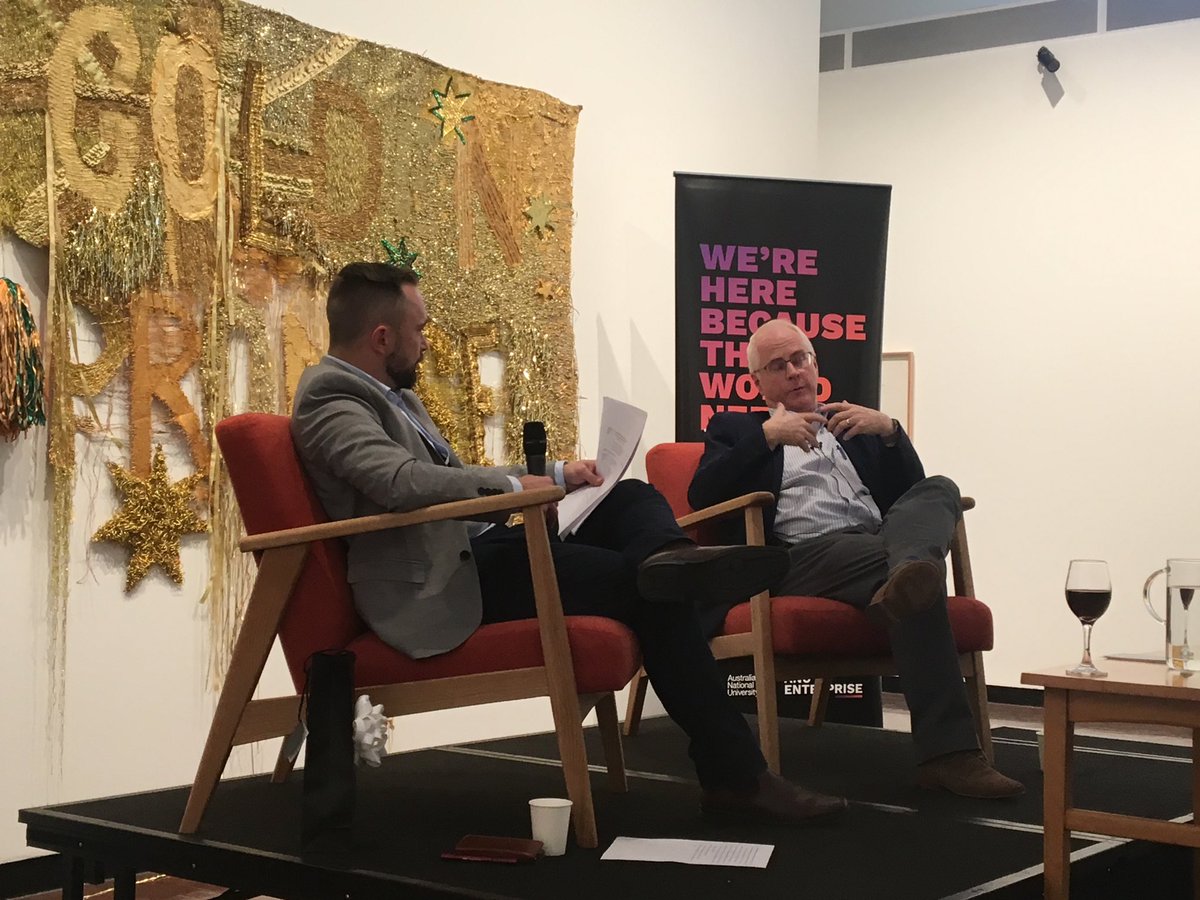 cardew_hall's tweet photo. #ANUE Share and Shiraz. Anthony Pages interviewing ANU’s new DVC R&amp;I future on engaging for impact. Great research, great potential. https://t.co/KLTP6i62lB