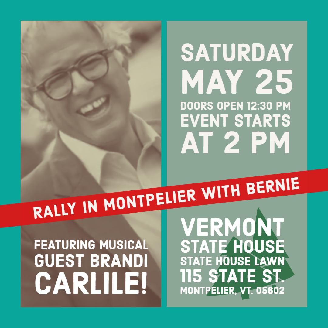 VoteNoGMO's tweet image. I ❤️this picture of Bernie!

Join Sen.Sanders in Montpelier
Saturday, featuring musical guest Brandi Carlile! 
This event is free and open to the public. 
Tickets are not required. 
RSVP➡️ bit.ly/30IK4XJ
#BernieInVt #Bernie2020 #NotMeUs
#organizewithbernie #MayorBernie