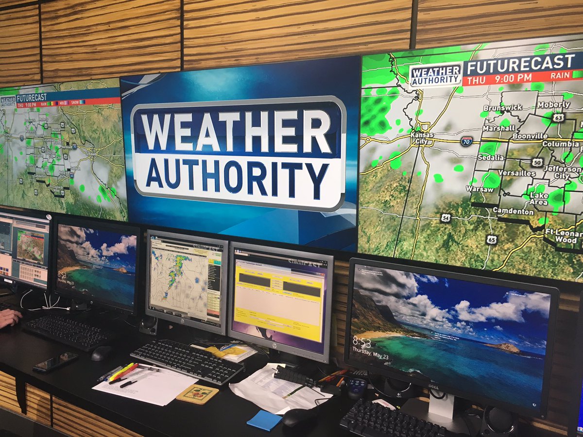 FranqueThompson's tweet photo. Almost showtime here @KRCG13 the team has been in severe weather coverage all day and all week. We’re about to see how it all goes down! https://t.co/lrJbcAvoJu
