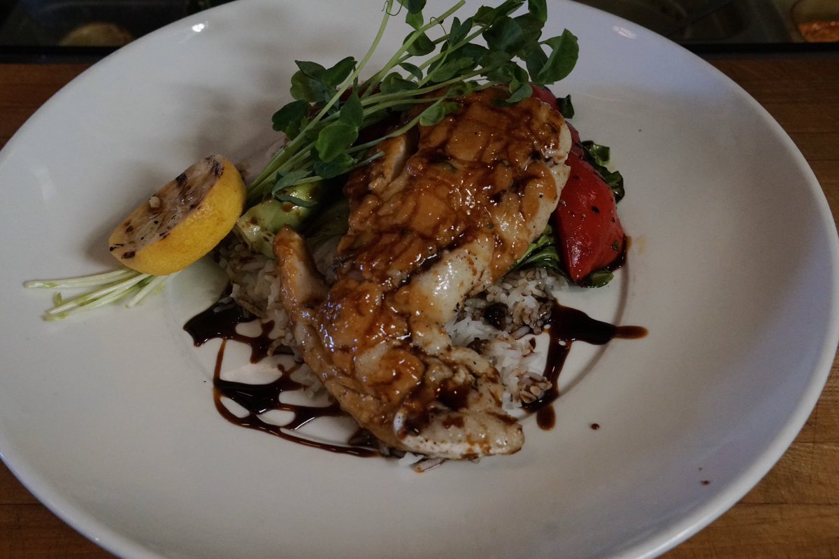 rangefish's tweet image. Red miso glazed Atlantic cod - bok choy, sweet peppers and ginger rice is nice.